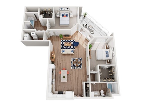 Floor plan for 2 beds, 2 baths, 1554 sqft